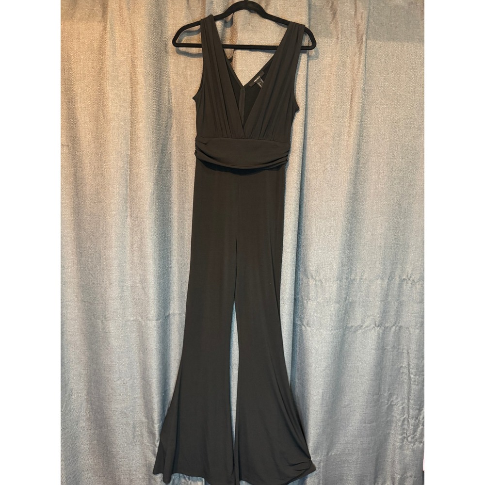 Forever 21 Black Jumpsuit V-Neck Sleeveless Wide‎ Leg Party Size M